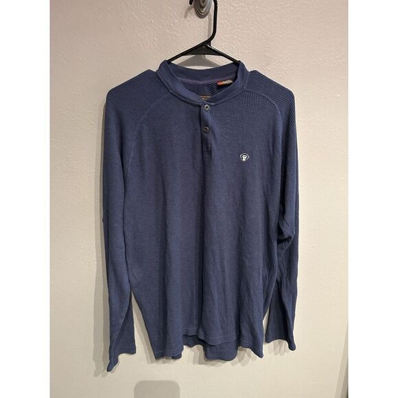 Howler Brothers Mens Size Large Blue Long Sleeve Thermal Waffle Henley Shirt - Picture 1 of 8